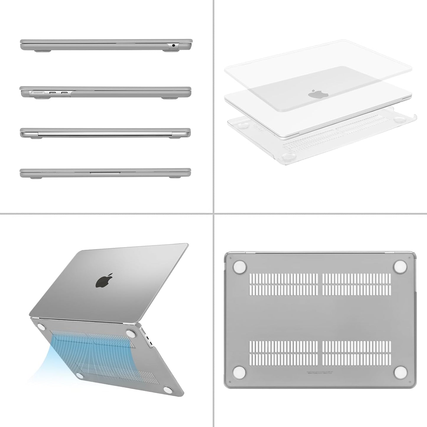 MOSISO Compatible with MacBook Air 13 inch Case 2025 2024 2023 2022 M4 A3240 M3 A3113 M2 A2681, Plastic Hard Shell&Keyboard Cover&Screen Film&Type C for MacBook Air 13.6 inch Case, Frost