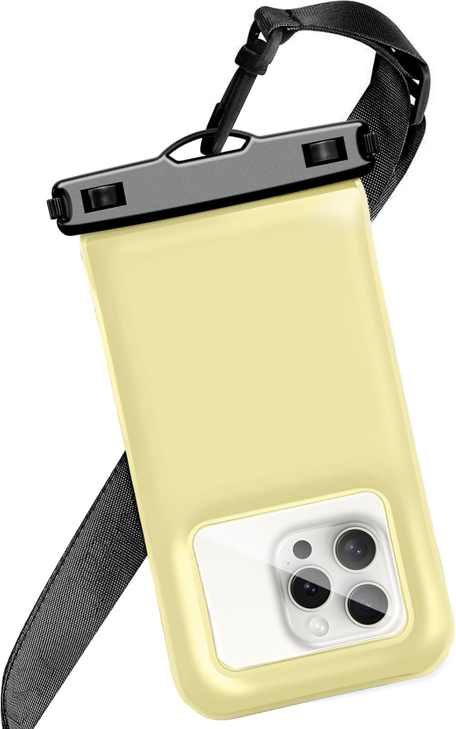 Floatable Soap Bubble Waterproof Phone Pouch/Case with Crossbody Lanyard for iPhone 16 Pro Max/15 Pro/14/13/12, IP68 Cellphone Dry Bag Beach Cruise Ship Essentials, 1 Pack-Creamy-7″