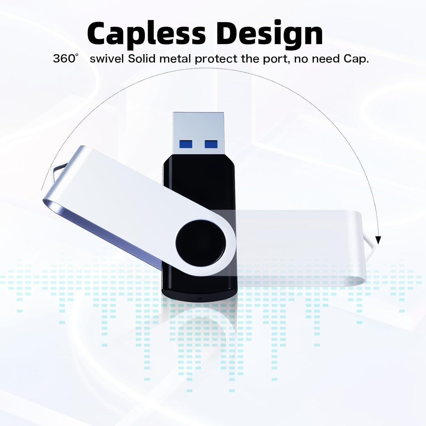 64GB Flash Drive 10 Pack, Wooolken USB 2.0 Thumb Drive Bulk Pen Drive Metal Swivel Memory Stick 64GB 10 Colors Multipack Value Zip USB Drives with Lanyard