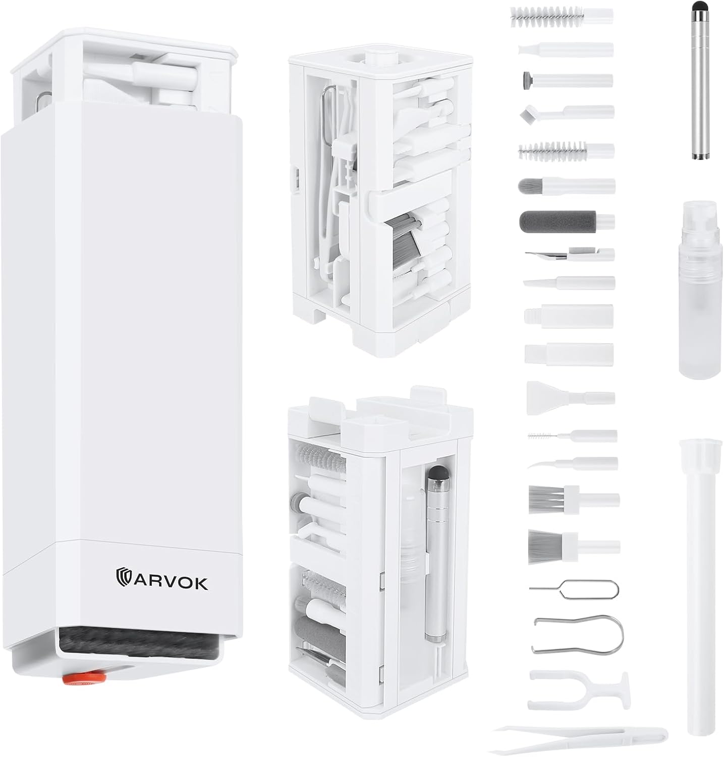 ARVOK Phone and Laptop Cleaning Kit, 32 in 1 Computer Laptop Cleaner Kit, Multi-Function Electronic Cleaner Kit for Earbuds, Cellphones, Keyboard, Screens, Camera Lens, Chargers, Electronics Devices