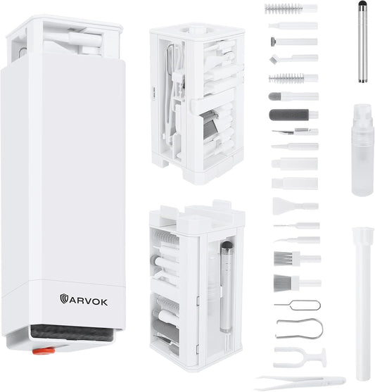 ARVOK Phone and Laptop Cleaning Kit, 32 in 1 Computer Laptop Cleaner Kit, Multi-Function Electronic Cleaner Kit for Earbuds, Cellphones, Keyboard, Screens, Camera Lens, Chargers, Electronics Devices