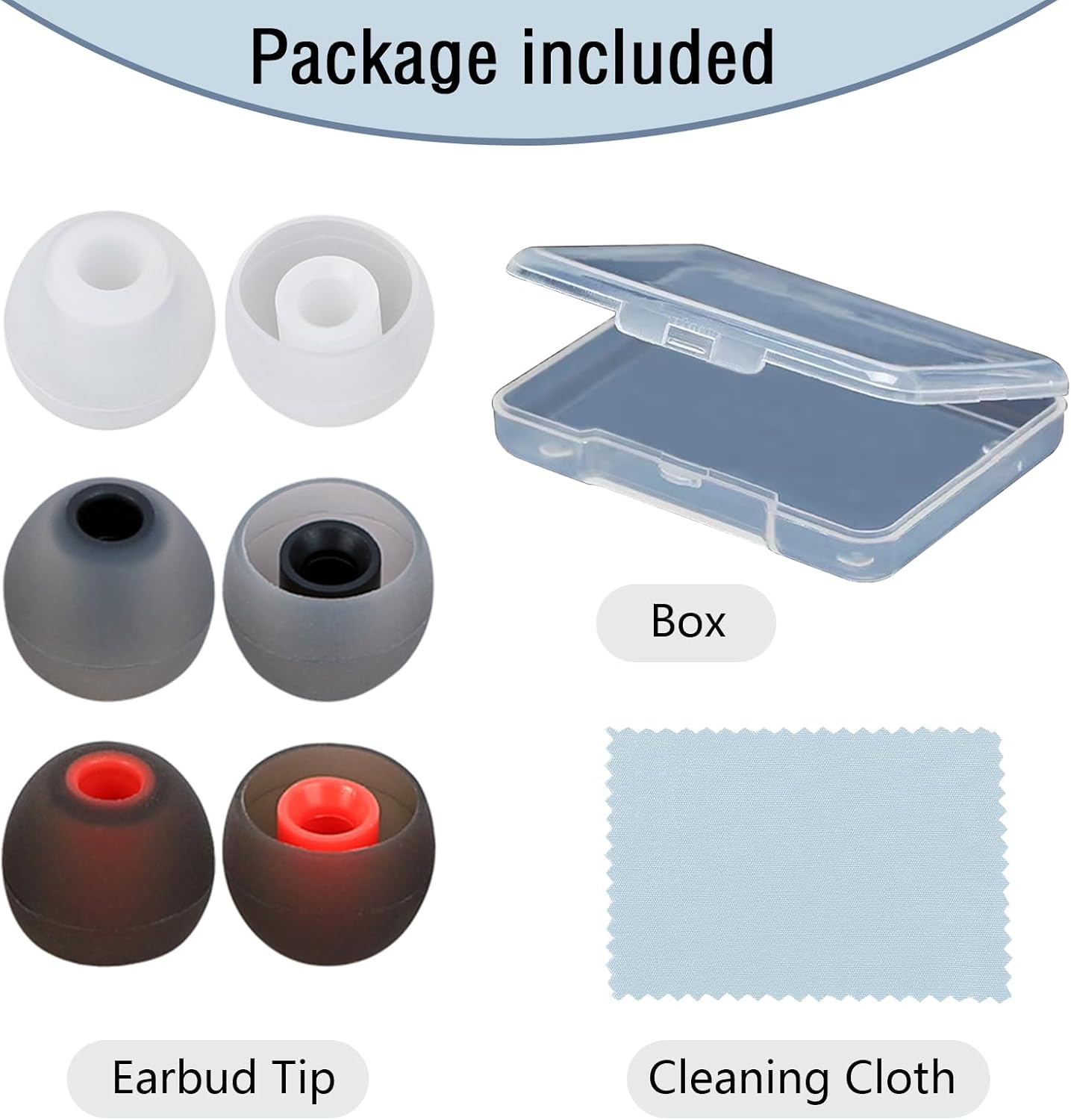 Earbud Replacement Tips Silicone Earbud Tips Earbud Covers Fit for in-Ear Headphones (Inner Hole 3.8mm -5.1mm) Ear Tips Earbud Rubber Tips 9 Pairs S/M/L