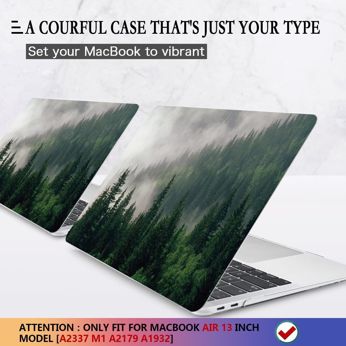 CISSOOK Compatible with MacBook Air 13 inch Case 2021 2020 2019 2018 Release A2337 M1 A2179 A1932 with Touch ID, Plastic Hard Shell Case &Keyboard Cover &Screen Protector for MacBook Air 13, Forest