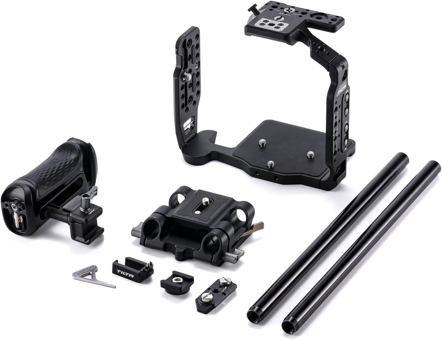 Tilta Camera Cage Compatible with Canon C80 Advanced Kit | Includes Tilta Xeno NATO Side Handle, 15mm LWS Baseplate, Aluminum Rods & Button Extensions | NATO, Cold Shoe, 1/4"-20 & 3/8"-16 Threads