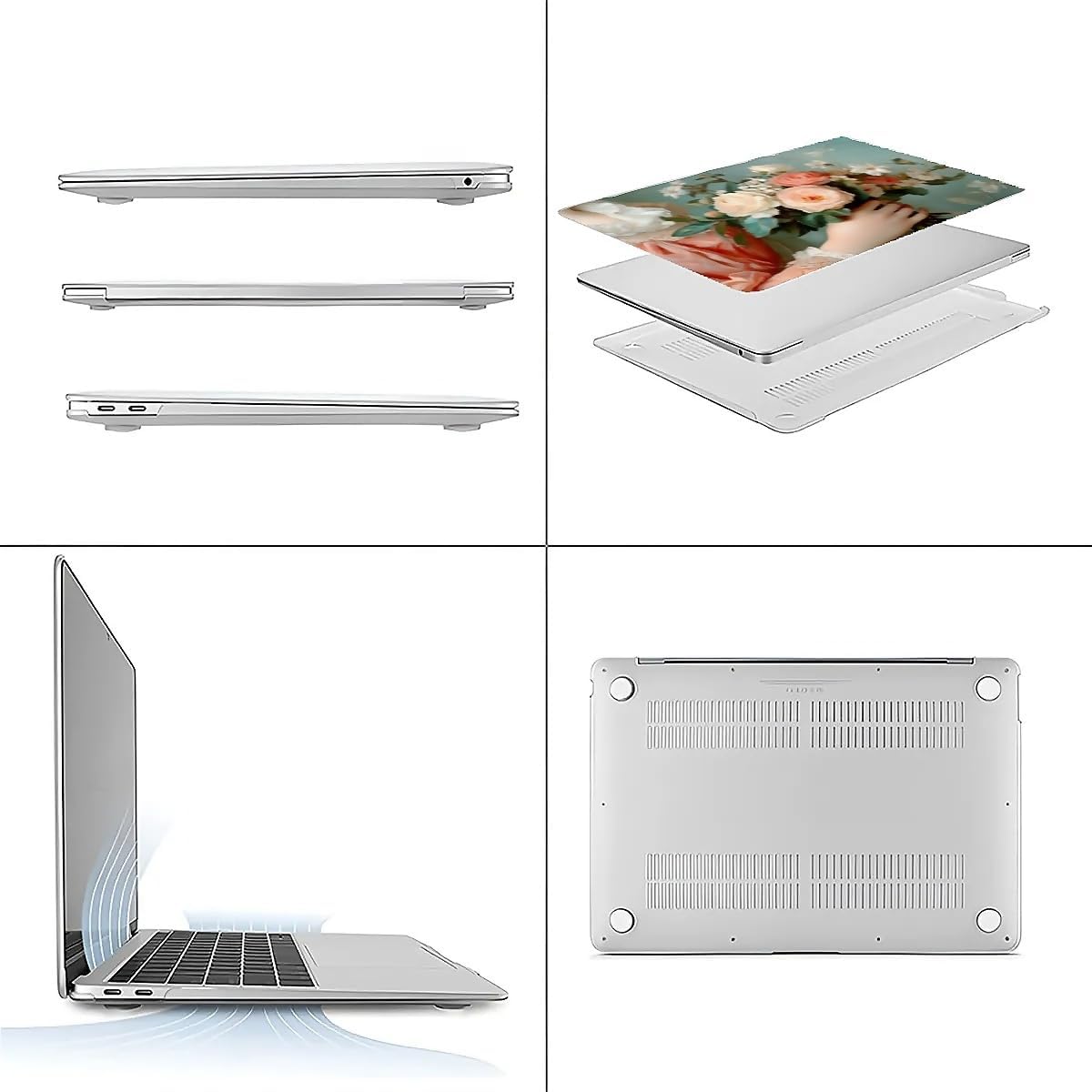 Compatible with MacBook Air 13.3 13.6 Inch Case 2022 2021 2020 2019 Plastic Hard Shell Case Cover,13.3 Air (A1932/A2179/A2337), A Lady with Flowers