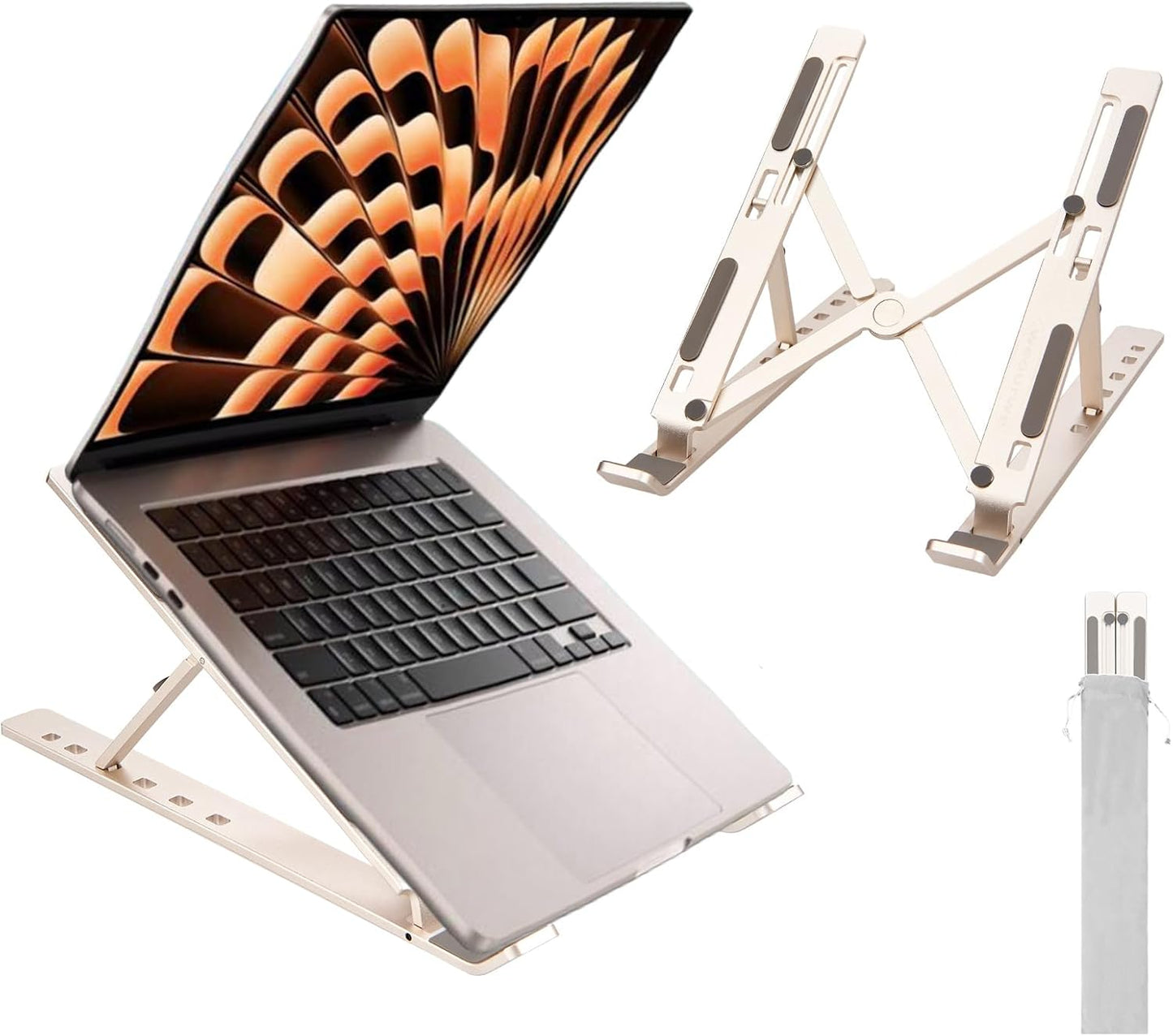Ergonomic and Foldable Laptop Stand for Desk, Adjustable Riser, Fits All Laptops and Notebooks up to 17,Ultra-Thin,Ventilated Cooling,ABS+Silicone,Starlight.
