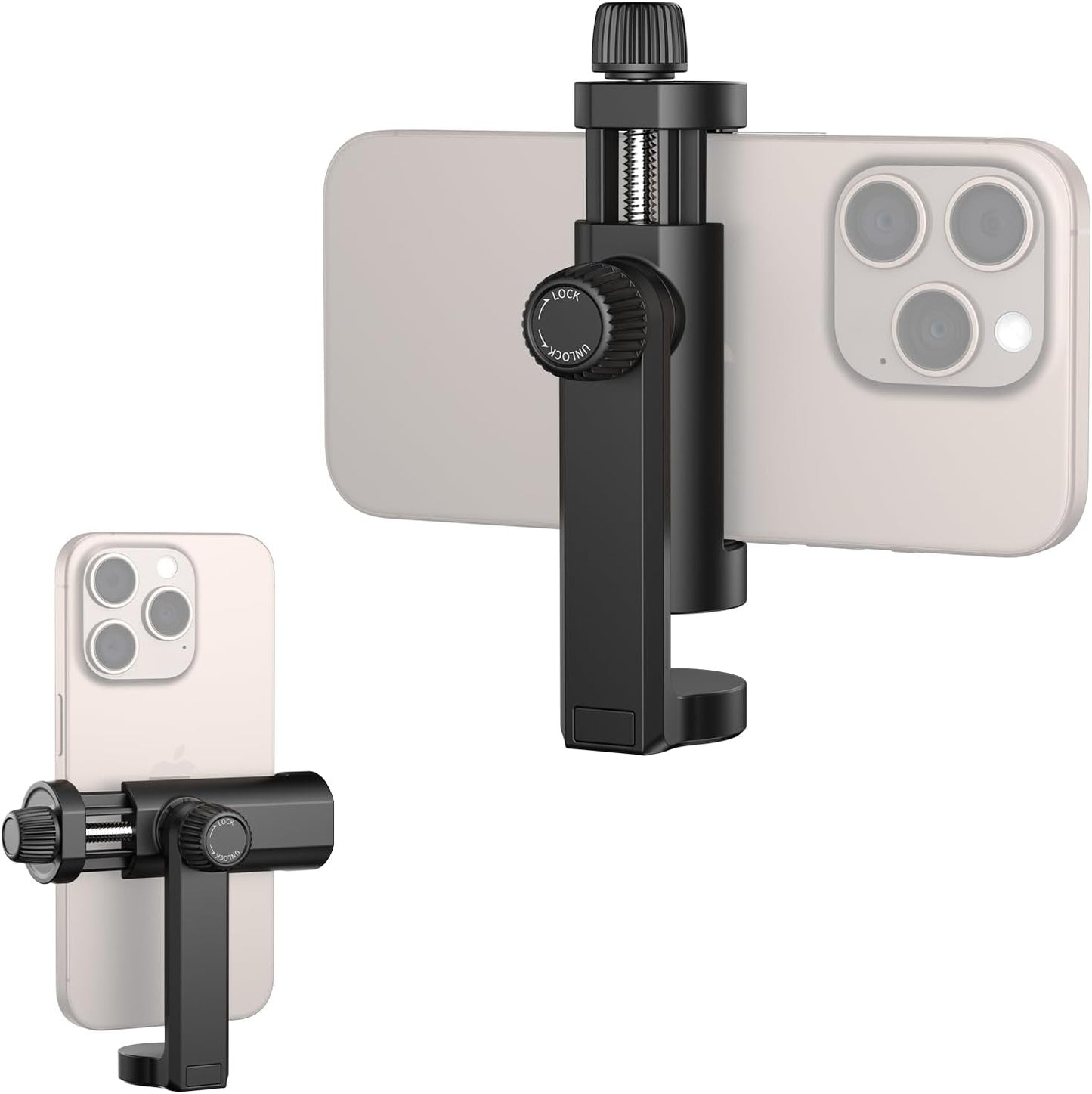 VRIG Smartphone Tripod Mount Adapter with 1/4 inch Screw Cold Shoe, Vertical and Horizontal Phone Holder Rotatable Bracket, Adjustable Clip for iPhone, Android, Selfie Stick, Camera Tripod Stand