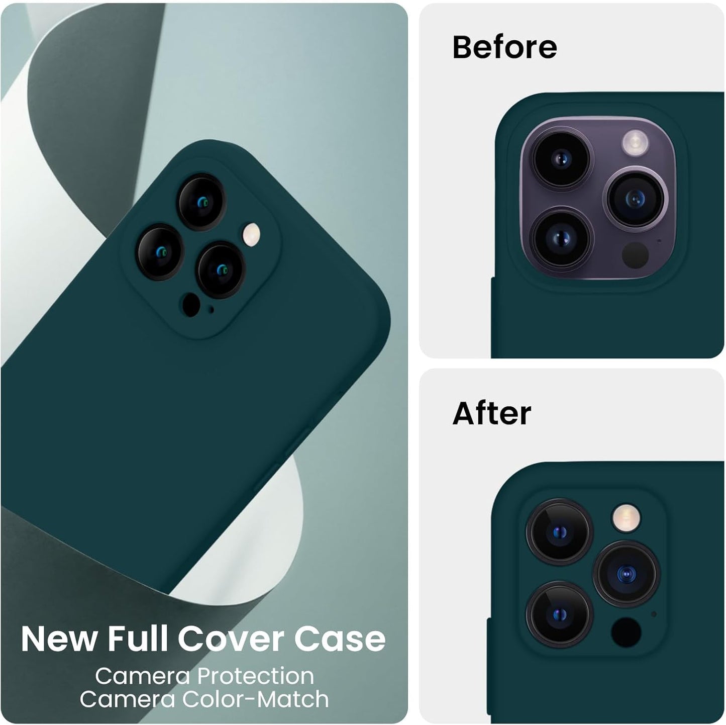 FireNova for iPhone 14 Pro Case, Silicone Upgraded [Camera Protection] Phone Case with [2 Screen Protectors], Soft Anti-Scratch Microfiber Lining Inside, 6.1 inch, Teal