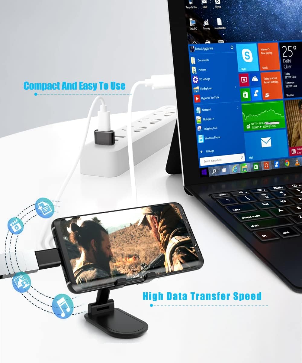 Elebase 4Pack USB to USB C Adapter with Type C Male to 3.0 Female Adaptor,Thunderbolt 4 to Type A OTG Converter for iPhone 16 15 14 Pro Max，Mouse,Keyboard,Samsung S25,iPad,iWatch 10 9,Car,AirPods