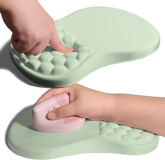 Ergonomic Joint Wrist Support Mouse Pad with Memory Foam Cushion Massage Bump, Carpal Tunnel Pain Relief Mousepad Slope Design for Wrist Rest, 11.8x7.9 in, DarkSeaGreen