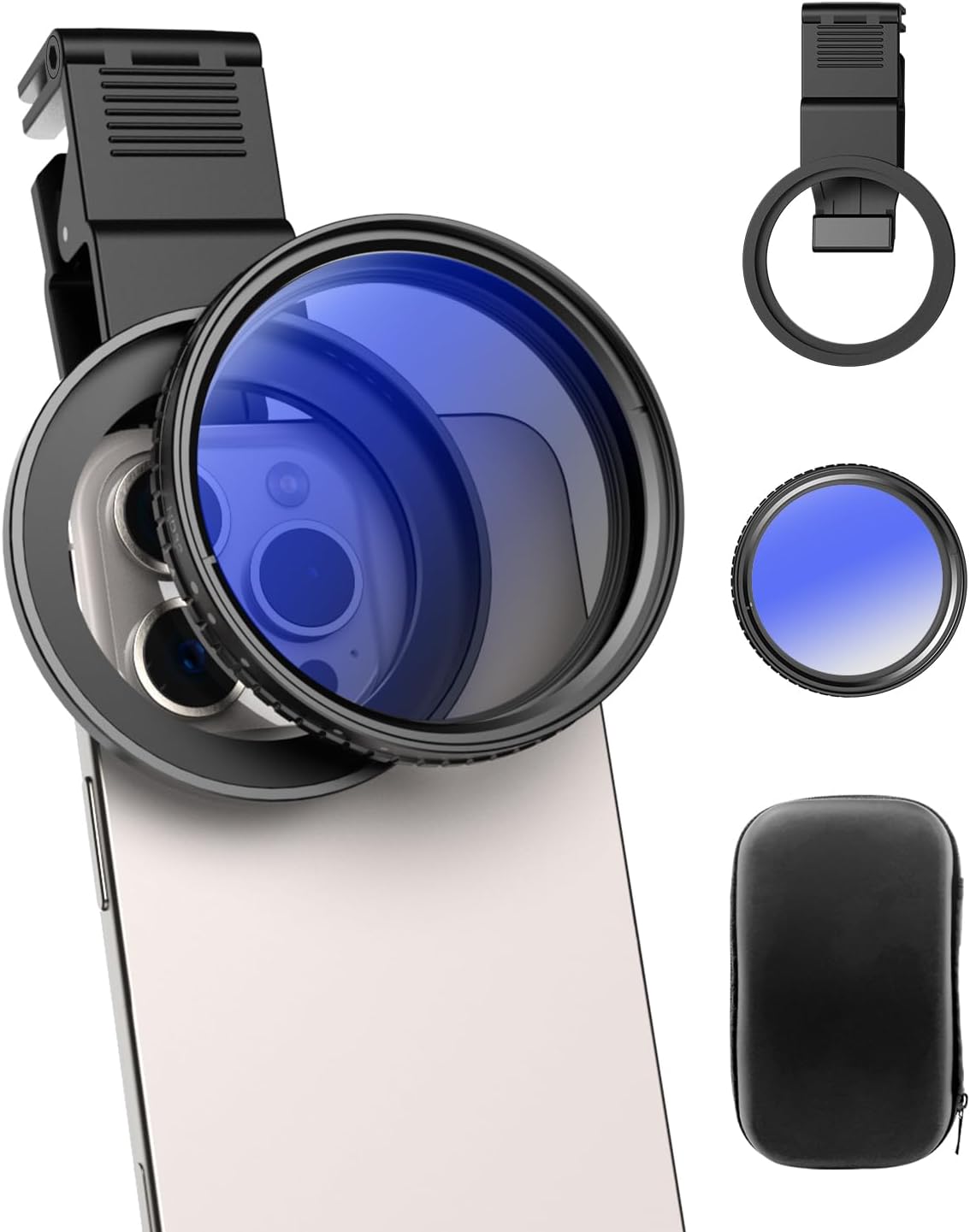 67mm Variable ND2-32 Filter for iPhone/DSLR - Cellphone Neutral Density Lens Attachment with Universal Clip, Compatible with iPhone 16/15/14/13 Pro Max, Samsung Galaxy, Huawei, etc.