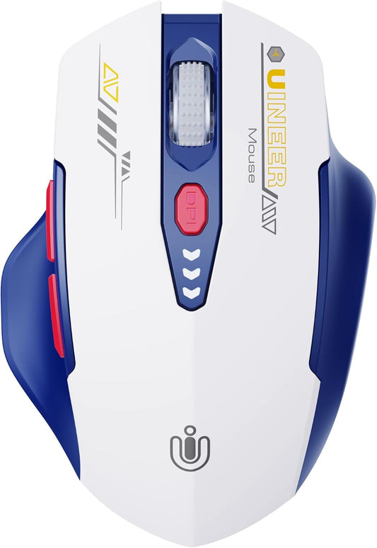 Bluetooth Mouse,[Upgraded] Multi-Device Wireless Mouse Rechargeable,Visible Battery Level,Tri-Mode (BT 5.0/4.0+2.4G Hz), 4 Adjustable DPI,Coldless Mice for Laptop and PC,Bluewhite