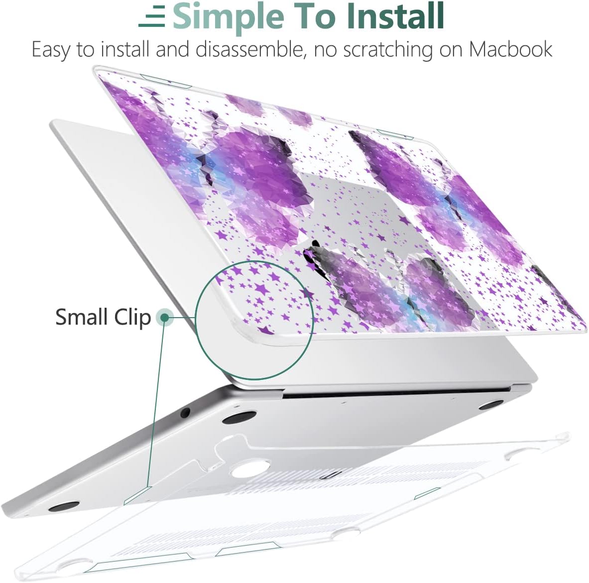 MEEgoodo Case for M4/M3/M2 MacBook Air 13.6 inch Case 2025 2024 2022, Fit Model A3240/A3113/A2681, Laptop Hard Shell with Keyboard Cover Compatible with MacBook Air 13 inch, Purple Butterfly