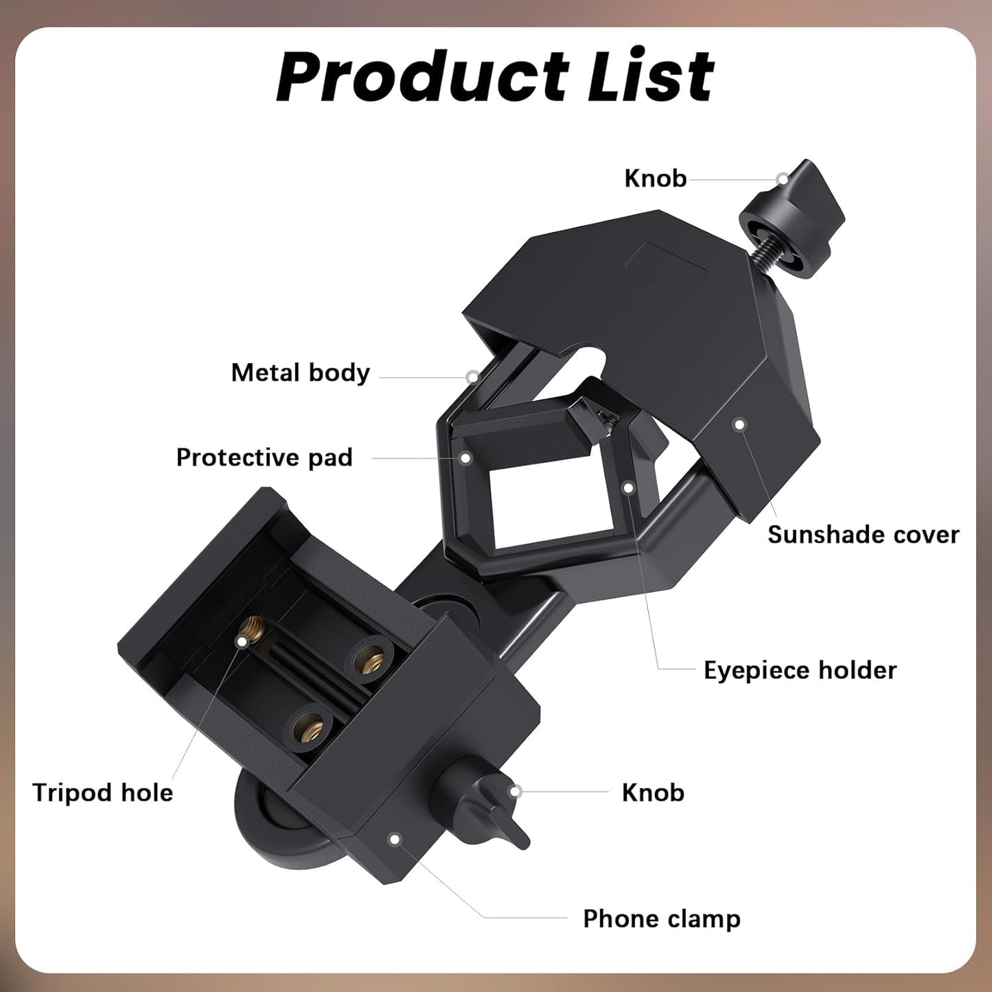 GOSKY Smartphone Adapter Mount Regular Size - Compatible with Binoculars, Monoculars, Spotting Scopes, Telescope, Microscopes Fits almost all Smartphones on the Market Record Nature and The World