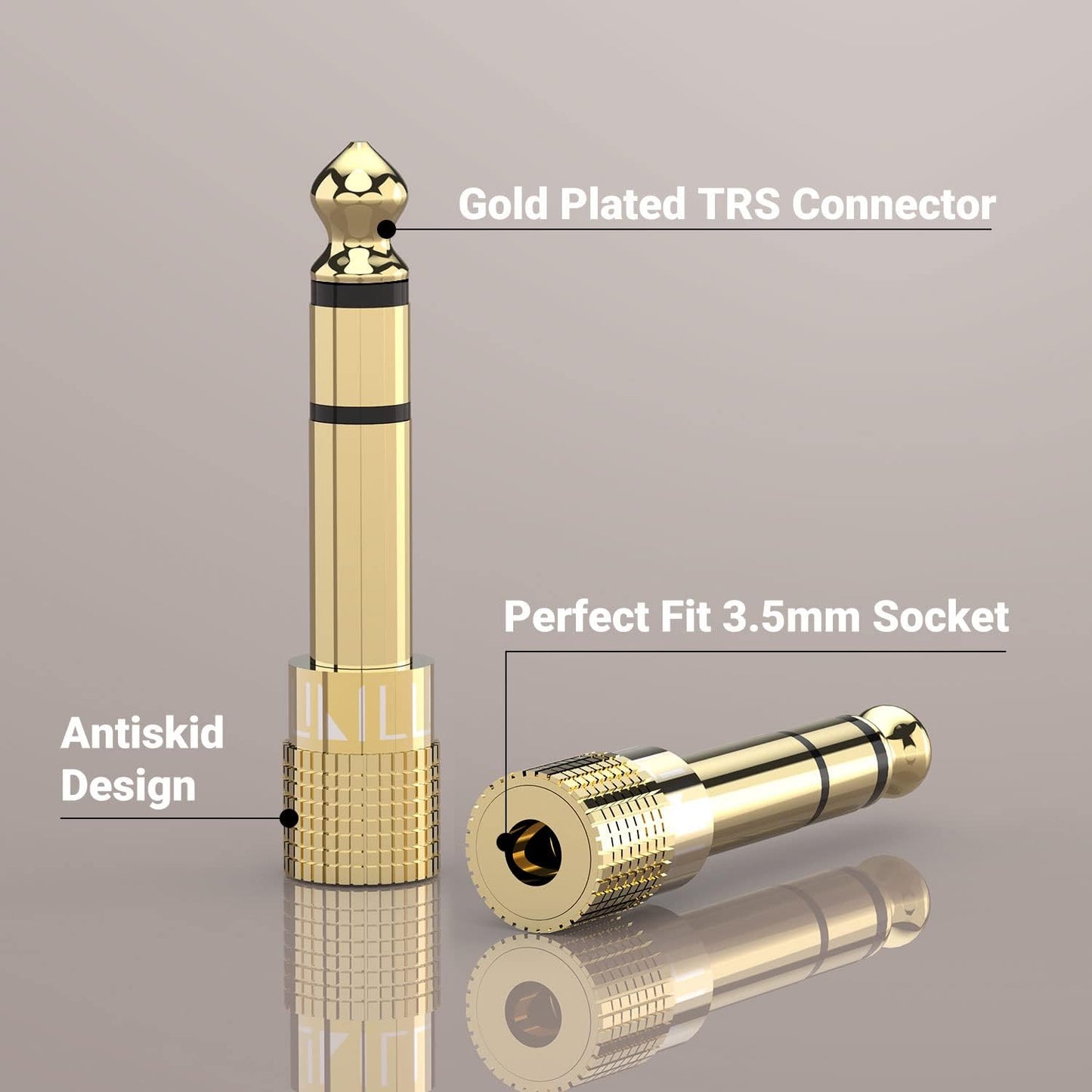 Cubilux 6.35mm to 3.5mm Audio Adapter, Gold Plated 1/4" Male to 1/8" Female TRS Stereo AUX Connector Converter for Guitar Keyboard Digital Piano Studio Monitor Amplifier Mixer Splitter, 3-Pack