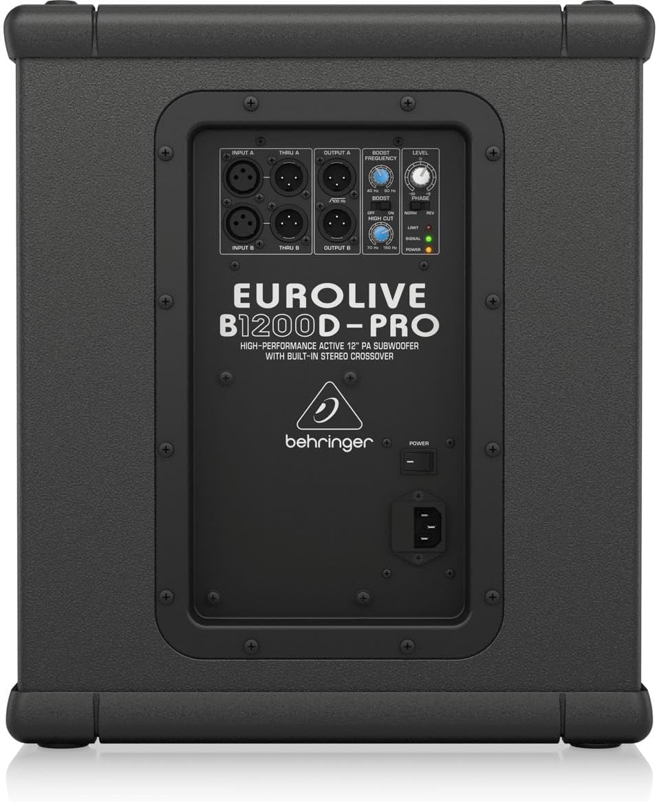 Behringer EUROLIVE B1200D-PRO High-Performance Active 500 Watt 12" PA Subwoofer with Built-In Stereo Crossover