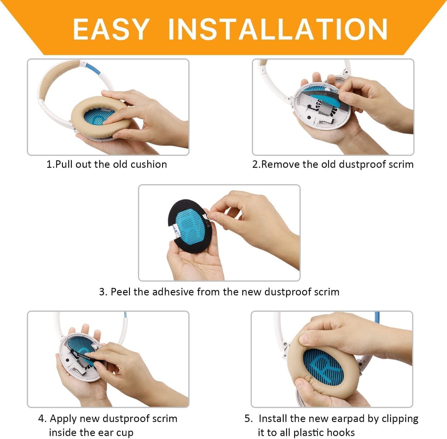 Headphones Replacement Ear Pads,for Bose Quietcomfort QC35 35 ii Ear Pads with Softer Leather, Noise Isolation Foam-Khaki