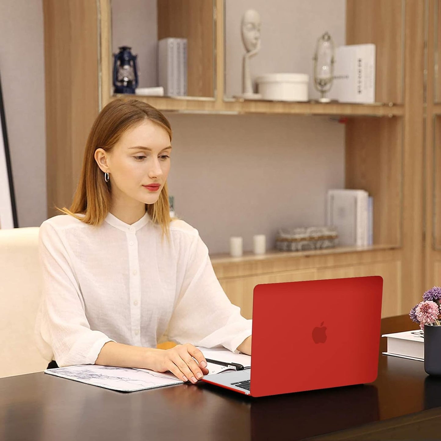 MOSISO Compatible with MacBook Air 13 inch Case 2025 2024 2023 2022 M4 A3240 M3 A3113 M2 A2681, Plastic Hard Shell&Keyboard Cover&Screen Film&Type C for MacBook Air 13.6 inch Case, Red