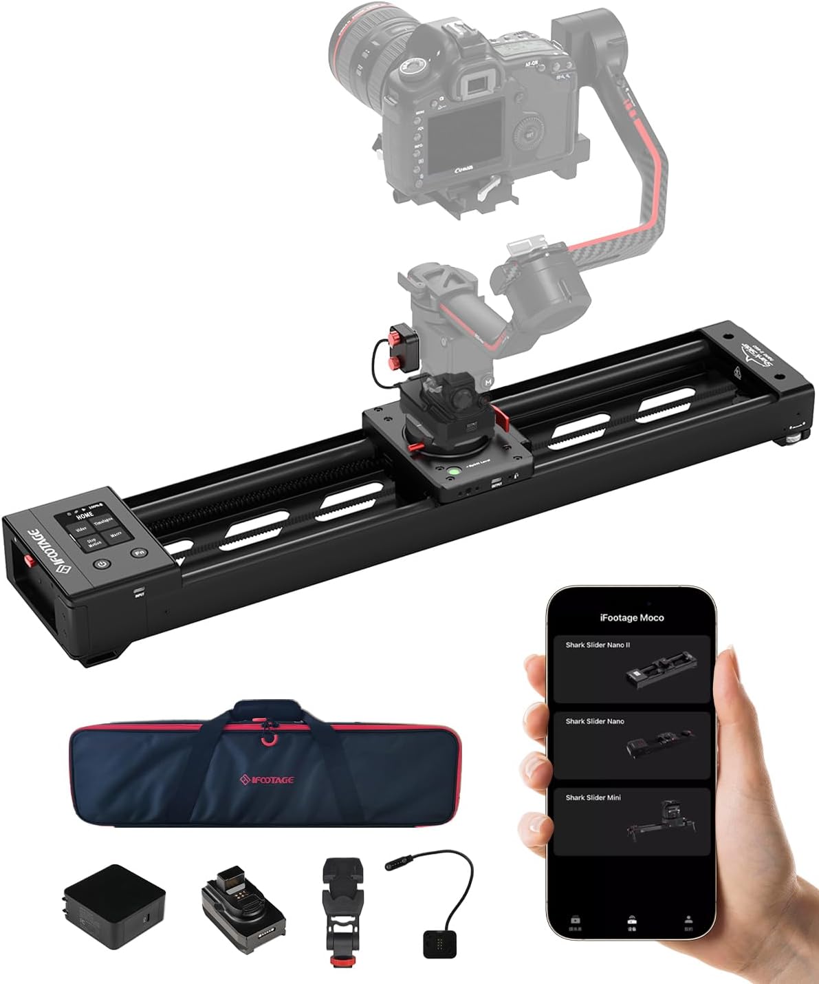 IFOOTAGE Shark Slider Nano II 660,Motorized Camera Slider,Compatible with DJI RS2, RS2Pro, RS3 Pro, RS4, RS4 Pro,Video Stabilizer Rail,Video,Timelapse,Panorama,Stop Motion,Marco,Max.Payload 15.4lbs