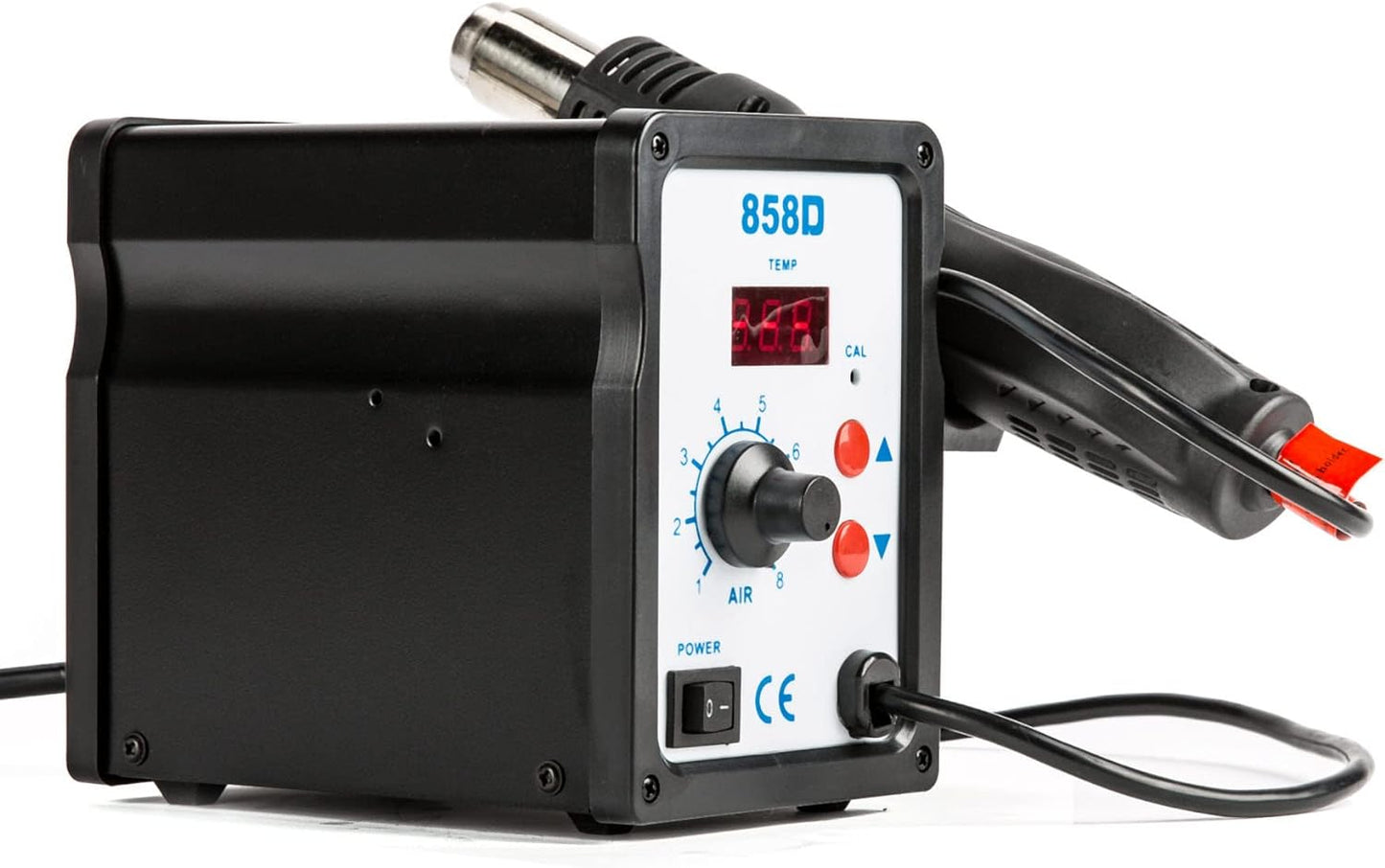 CREWORKS 858D Rework Station, 110V SMD Soldering Rework Station with Hot Air Heat Gun Set, LED Digital Temperature Display Screen Electric Desoldering Welding Iron Kit for Electronics Repairing