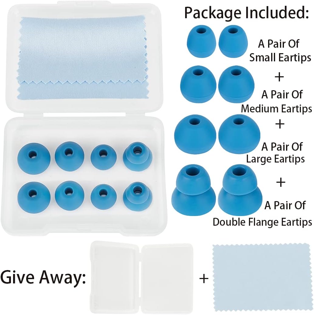 Earbud Tips Ear Tips Replacement Earbud Tips Earbud Replacement Tips Earbuds Replacement Tips Ear Cushions Earbud Caps Compatible with Powerbeats Pro Beats Wireless Earphone Headphones 4 Pairs (Blue)