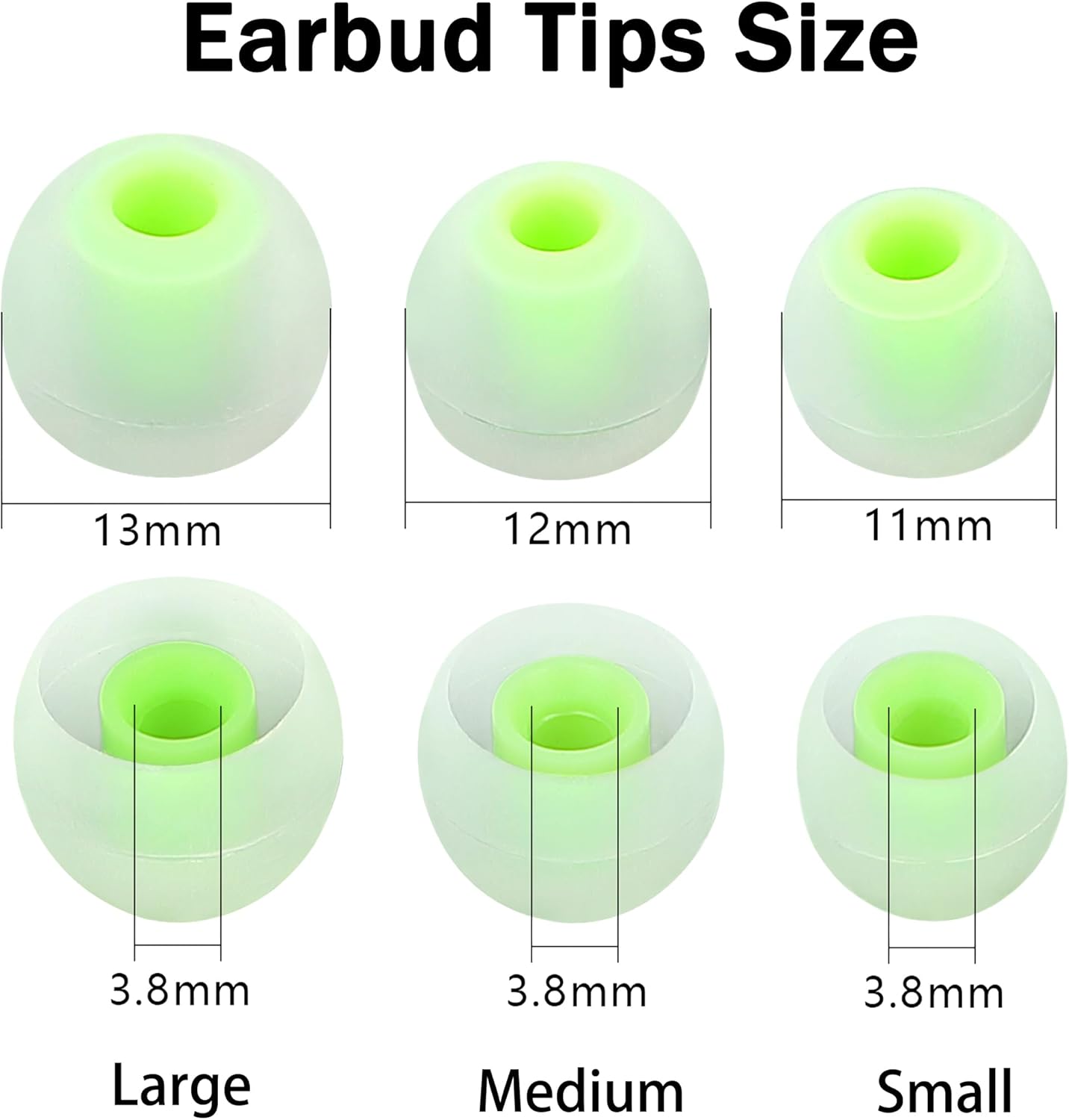 Earbud Replacement Tips Silicone Earbud Tips Eartips Fit Most in-Ear Earbuds(Inner Hole 3.8mm -5.1mm) Headphone Earbuds Rubber Tips 9 Pairs S M L