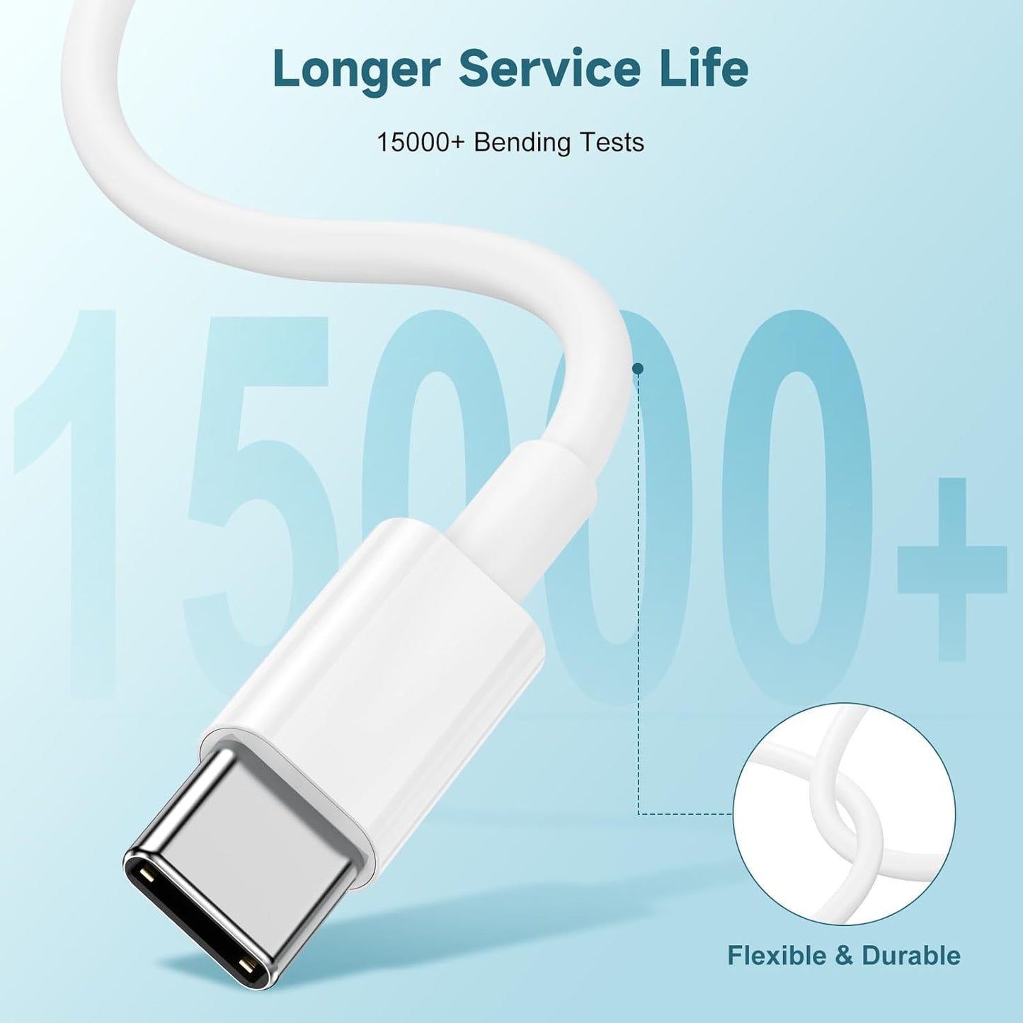 60W USB C to USB C Cable [3Pack] iPhone 16 15 Fast Charging Cable,6ft Long USB-C to USBC Power Cord for iPhone 16/15 Pro Plus Pro Max, MacBook Pro Air/IPad/iPad Pro 12.9/11,AirPods 4(White)