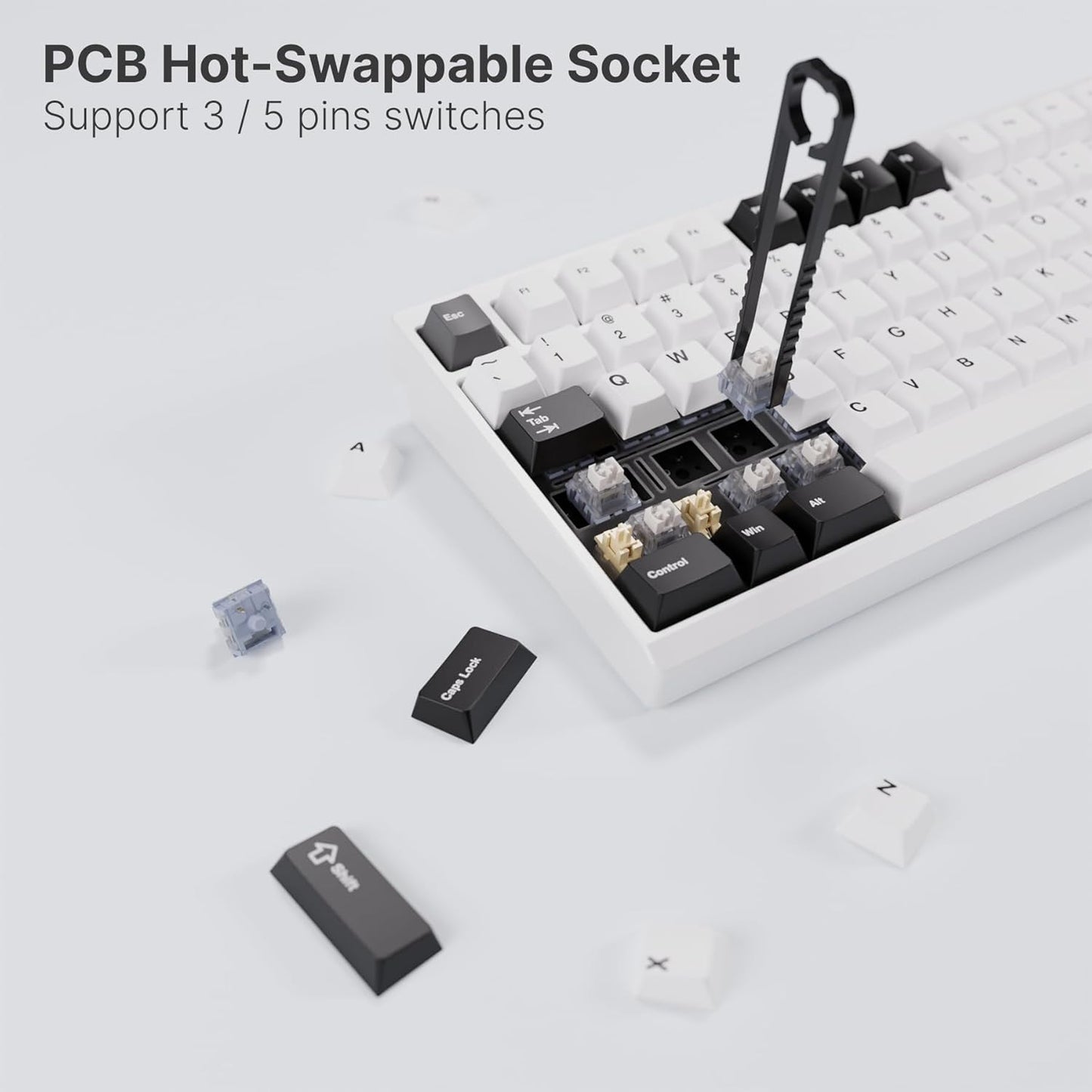 Chilkey ND TKL Aluminum Mechanical Keyboard, 87 Keys Tenkeyless Wireless Gaming Keyboard, Tri-Mode BT5.3/2.4GHz/USB-C PBT Keycaps Hot Swappable Custom Key Board for Windows Laptop Office PC