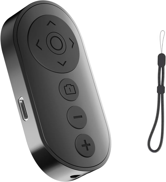 Wireless Phone Camera Remote Control with Zoom in/Out, Versatile Shutter for iPhone, Page Turner for e-Book Reading, Short Video Scroller for Tiktok