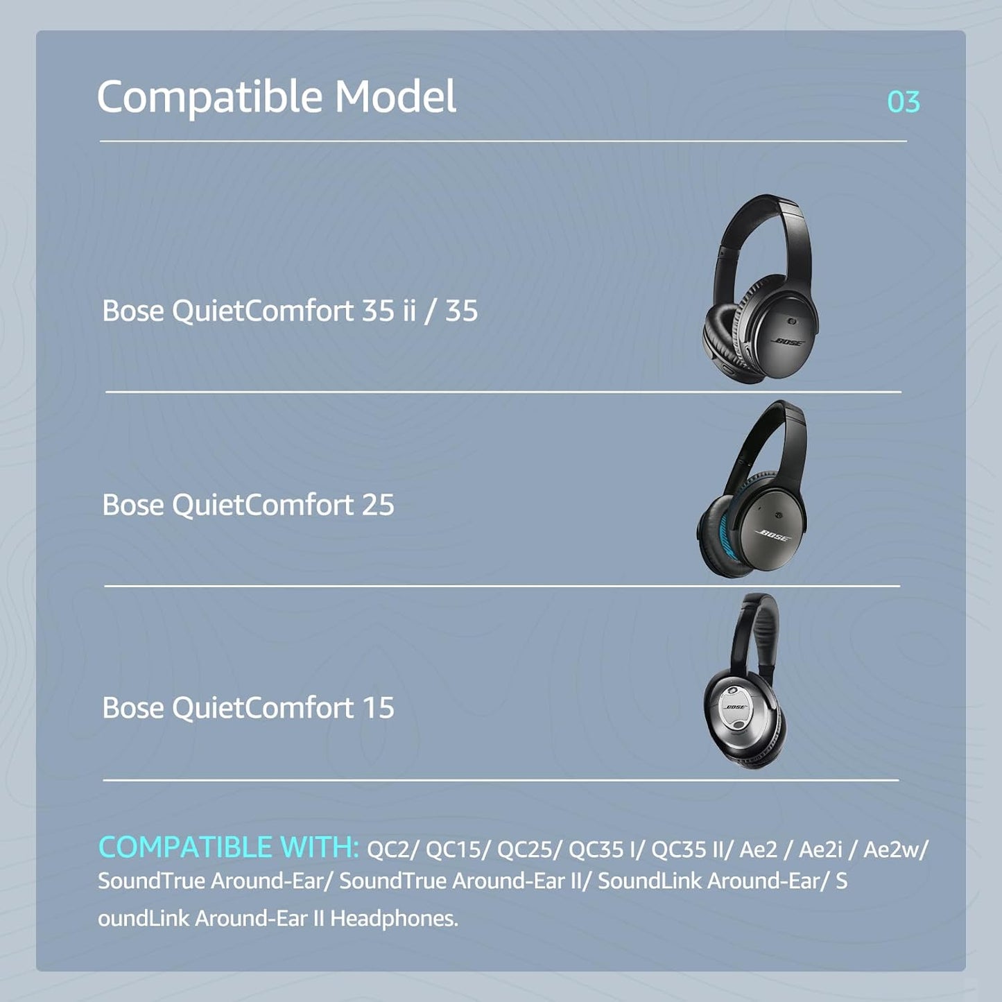 Cooling-Gel QuietComfort 35 / QC35 ii Replacement Ear Pads for Bose Headphones, Also Fit for Bose QC45 QC35 QC25 QC2 QC15/ Around-Ear 2 AE2i AE2w/ SoundTrue & SoundLink Series, White