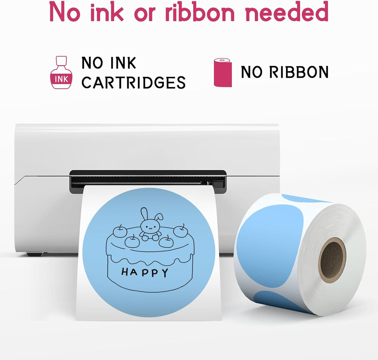 6 Rolls 2 Inch 6-Color Assorted Circle Direct Thermal Stickers Labels, Self-Adhesive Round Direct Thermal Labels for Business, DIY, Code, Name Tag, Envelope Seal - 4500 Labels