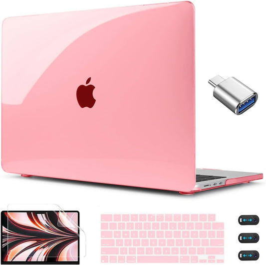 CISSOOK Compatible with MacBook Air 13.6 inch Case Pink 2022 2023 2024 2025 Release A2681 A3113 A3240, Plastic Shell & Keyboard Cover for MacBook Air 13 M4 M3 M2, Clear Pink