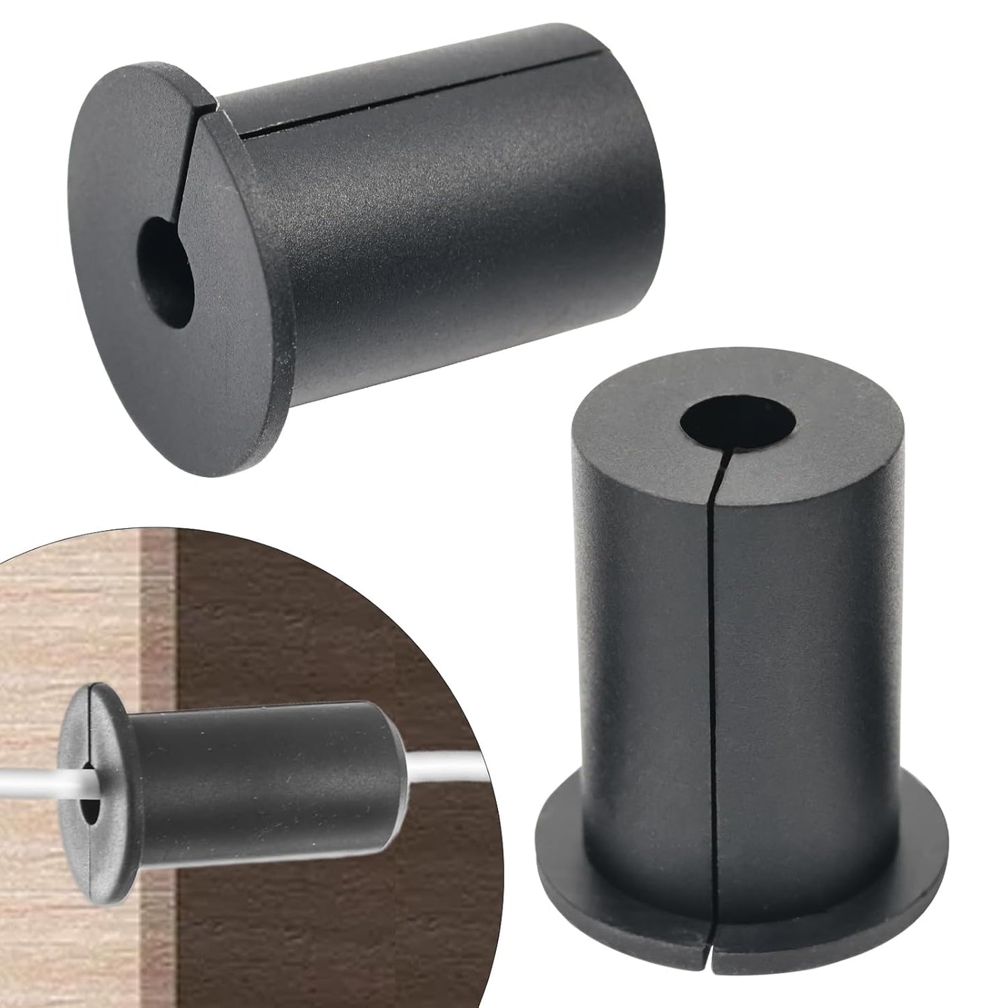 2pc Starlink Cable Grommet 1" Silicone Waterproof Wall Hole Pass Through Split Cable Bushings for TV Wire Ethernet Cord, Starlink Cable Routing Kit Accessories, 38mm/1.5" Ht, Black
