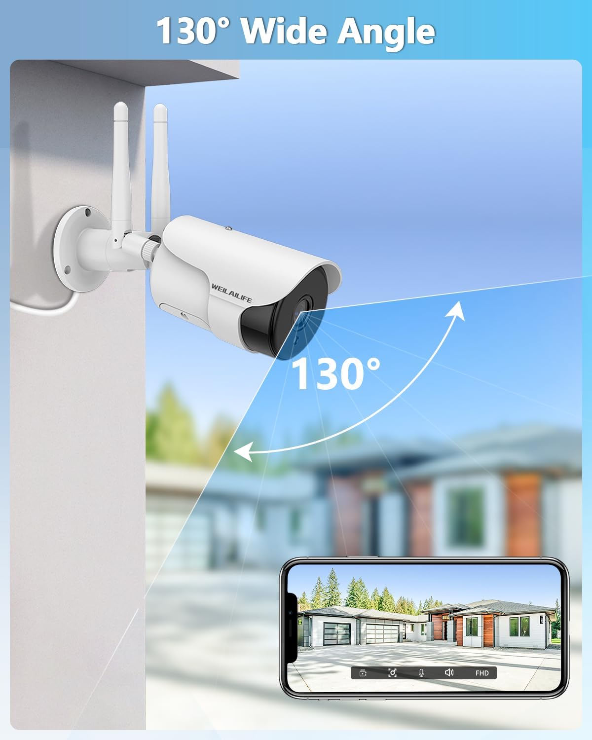 5MP Wireless Security Camera System with 10" Monitor, Outdoor WiFi Home Video Cameras Systems Surveillance DVR Kits