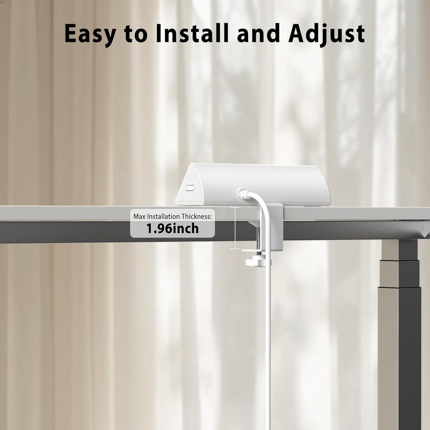 Jgstkcity Desk Clamp Power Strip,20W Fast Charging Station,Surge Protector Nightstand Edge Mount,1875W Extension Cord with Multiple Outlets,2 USB-C,2 USB-A,for Home Office (White, 10 FT)