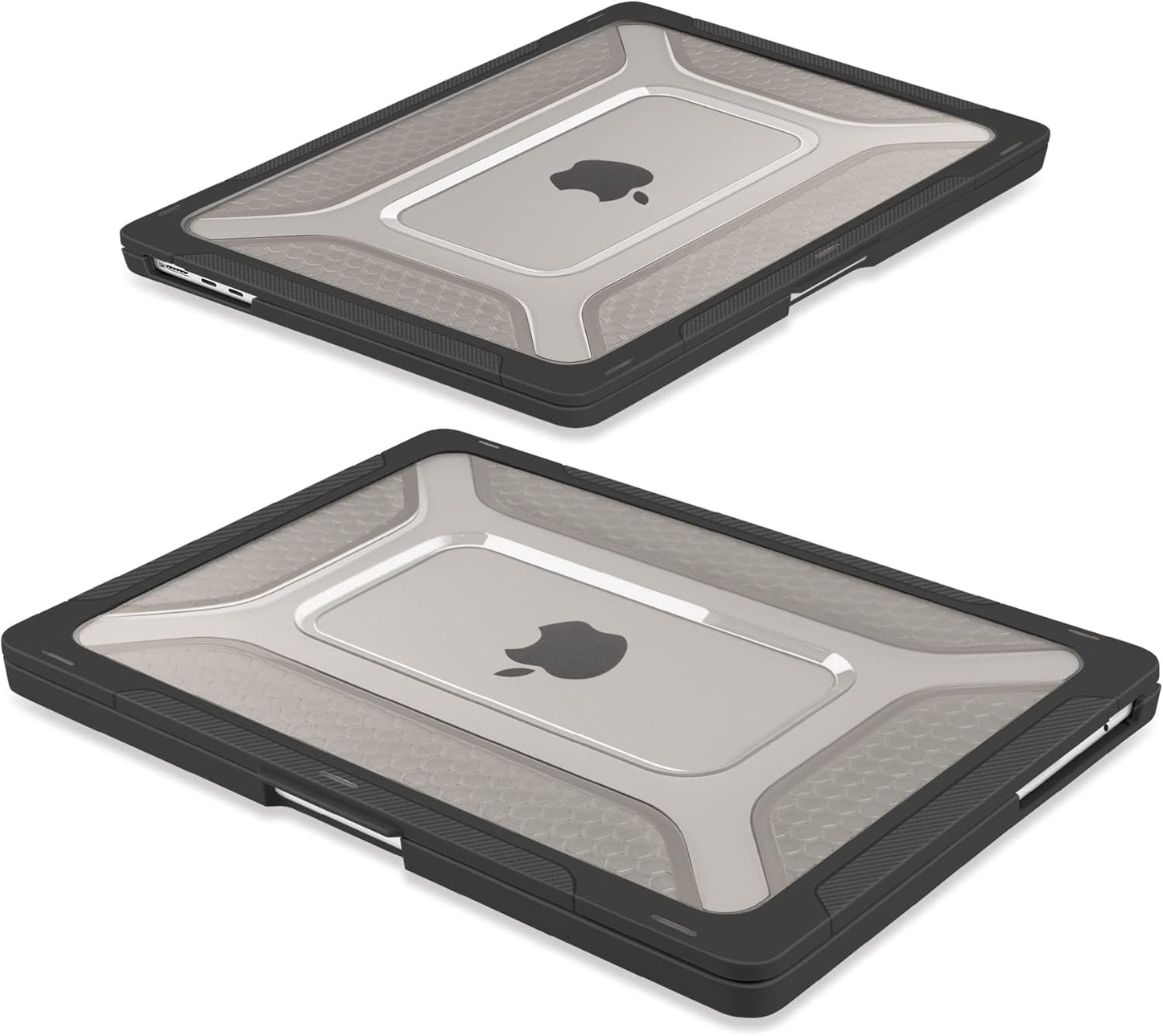 Batianda Case for New MacBook Air 13.6 inch 2025 M4 Chip 2024 2022 Release A3240 A3113 A2681 Model,Honeycomb Heavy Duty Protective Hard Shell with TPU Bumper Fold Kickstand & Keyboard Cover, Black