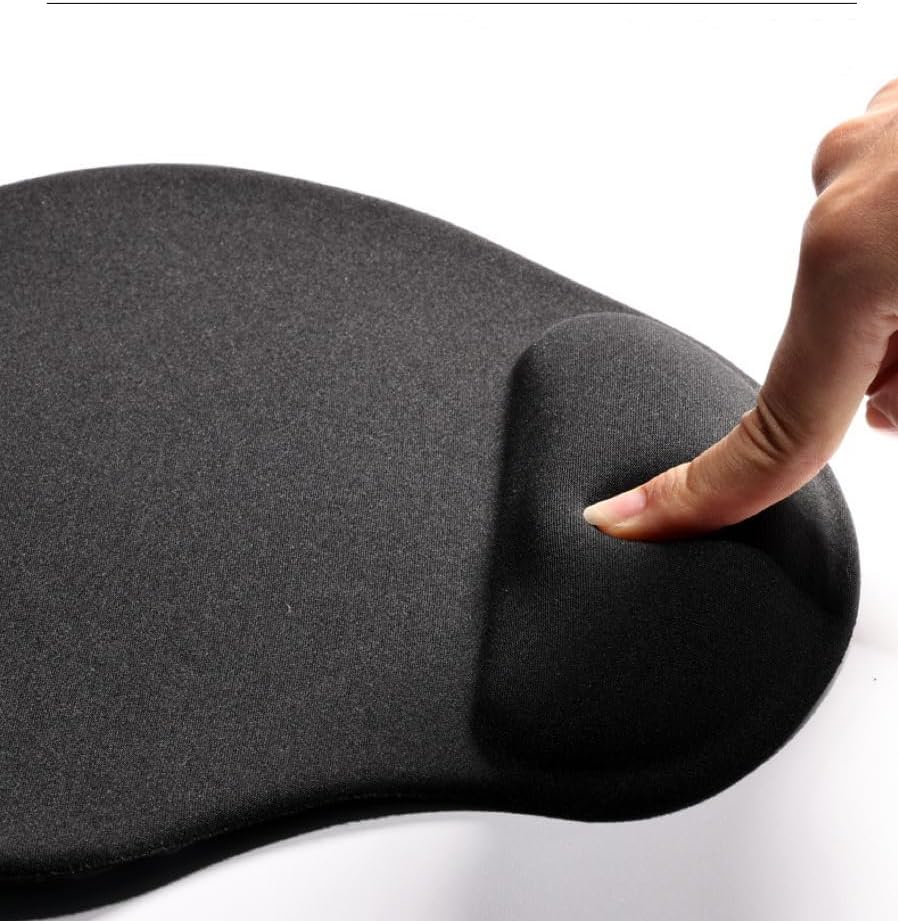 Ergonomic Mouse Pad with Wrist Support Gel Mousepad with Wrist Rest, Soft Black Computer Mouse Pad for Laptop, Pain Relief Mousepads with Non-Slip PU Base for Gaming, Home& Office, 9.9x8.8in, Round