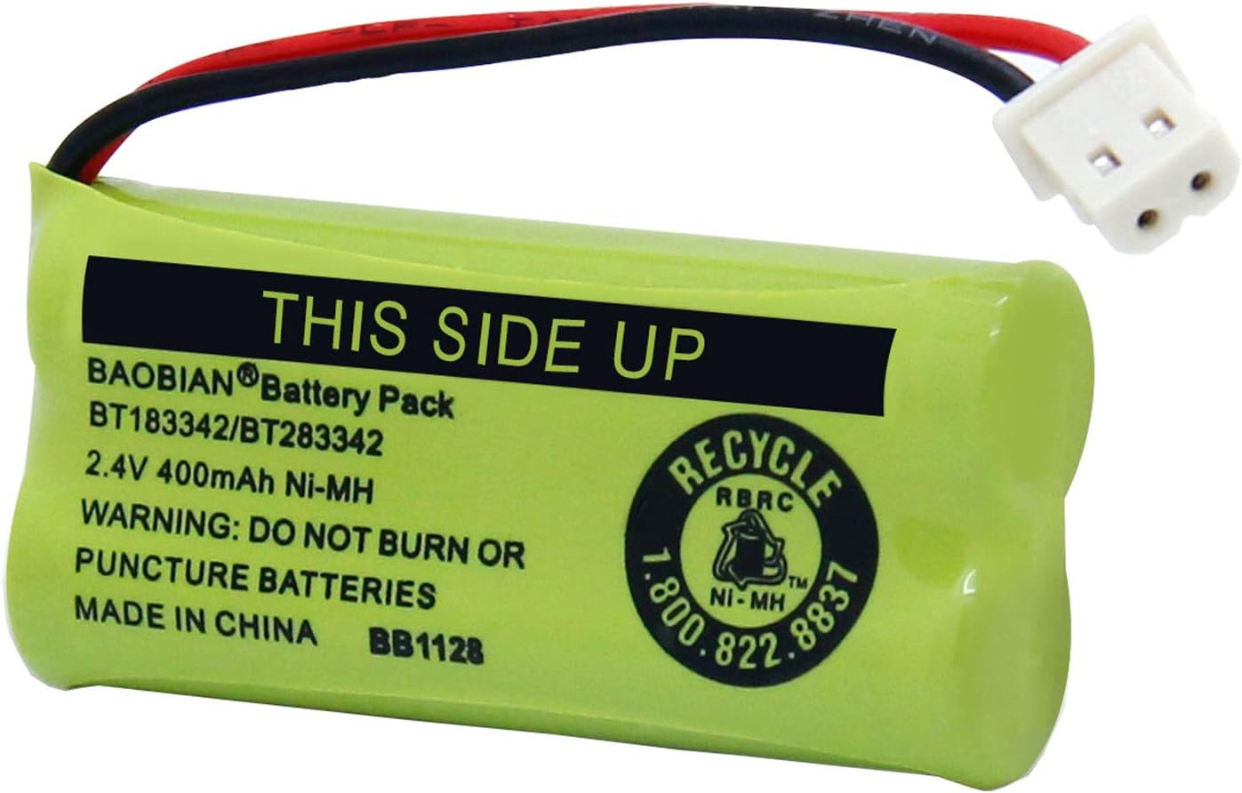 BT183342/BT283342 2.4V 400mAh Ni-MH BT166342/BT266342 BT162342/BT262342 Rechargeable Cordless Phone Battery CS6709 CS6609 CS6509 CS6409 EL52100 EL50003 (2 Pack)