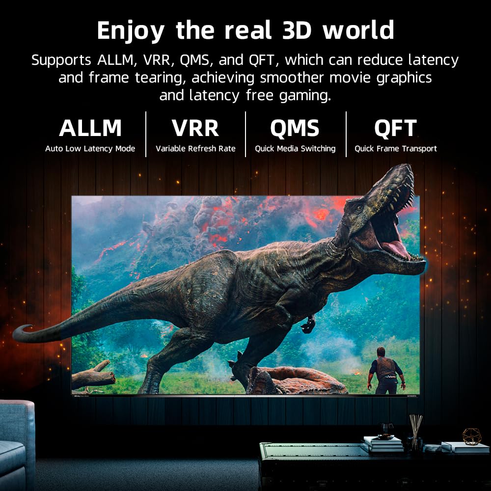 8K HDMI Fiber Optic Cable 65ft, 4K120 8K@60Hz HDMI 2.1 Cable, 48Gbps Ultra High Speed Slim HDMI Optical Audio Cable HDMI Cord, eARC HDR10 HDCP 2.2 Compatible with PS5 Xbox TV Projector