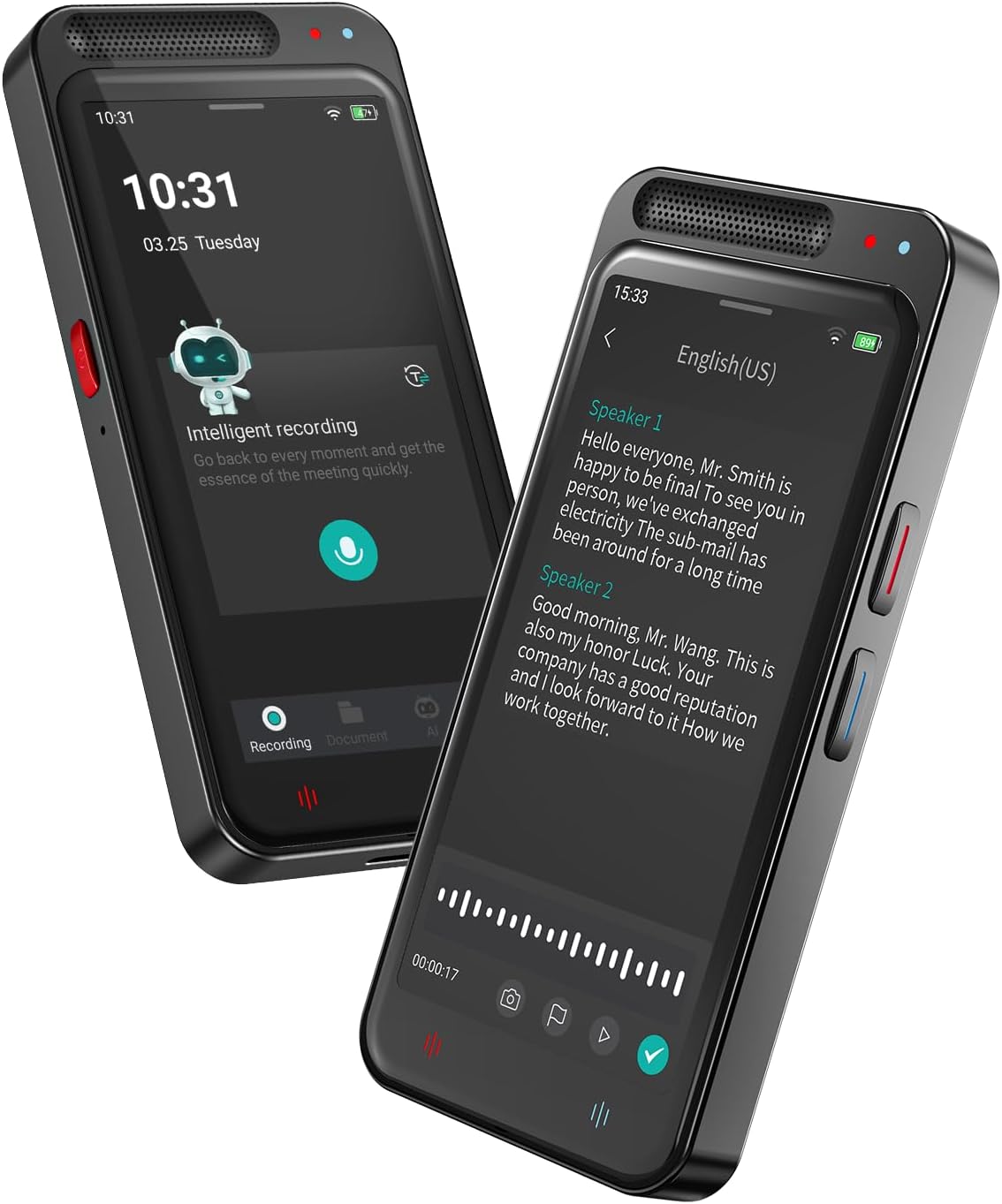 AI Voice Recorder with Playback, Digital Voice Recorder with AI Transcription, Summary, Translation, Full Touch Screen Recorder with 80GB, Audio Recorder Device for Meetings, Lectures, Interviews