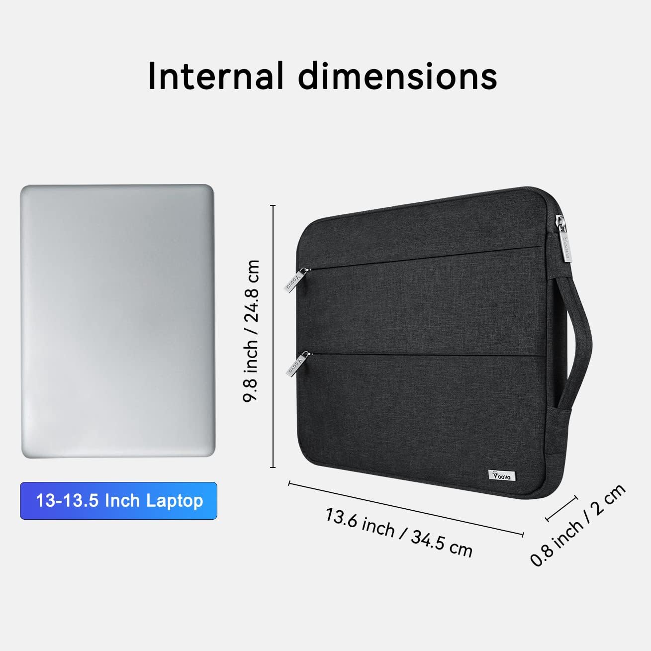 Voova Laptop Sleeve Carrying Case 13 13.6 Inch Compatible with MacBook Air 13 M1/M2/M3/M4, MacBook Pro 13/14, IPad Pro 13, Waterproof Slim Computer Cover Bag, Black