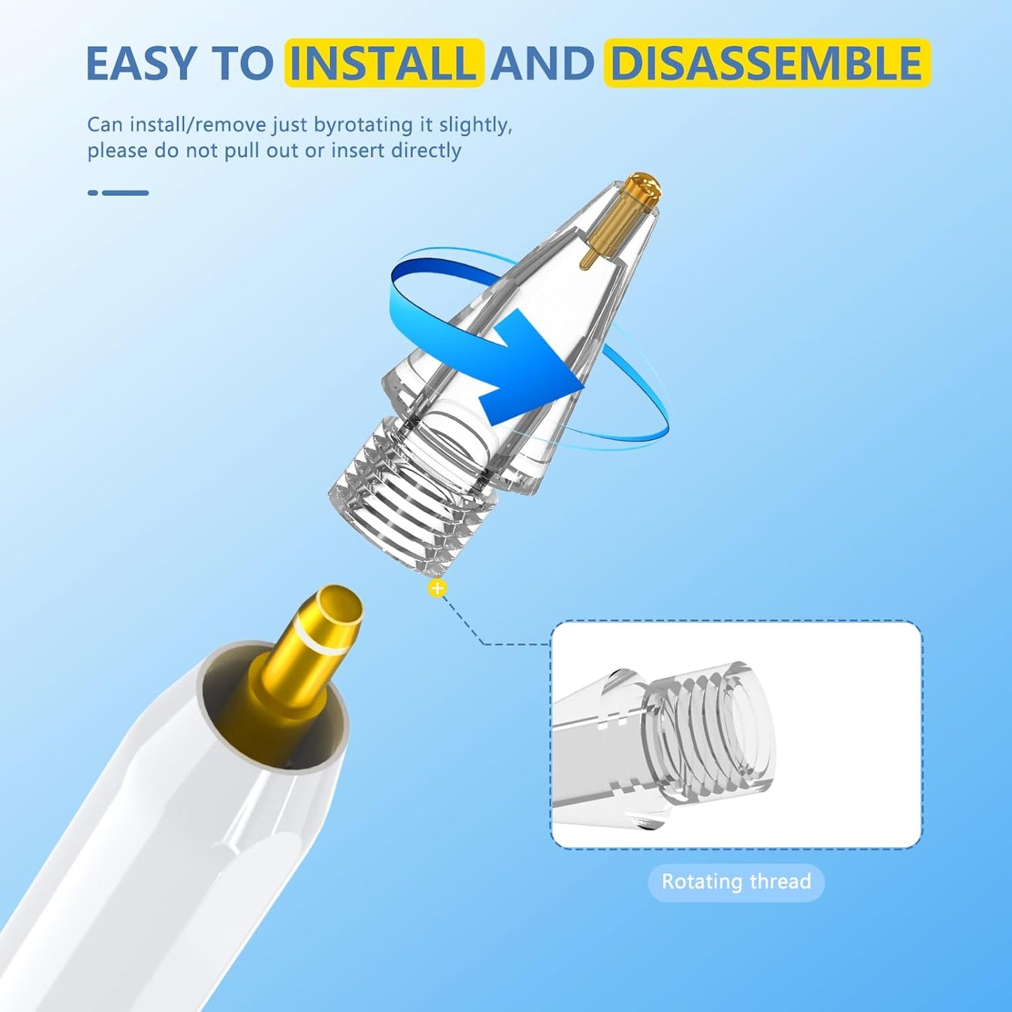 2+6 Pack for Apple Pencil Tips,Upgraded Replacement Pencil Nibs for Apple Pencil 2nd Generation and Apple Pencil 1st Generation,Accessories Compatible with Apple Pencil 2 Gen iPad Pro Pencil Tips