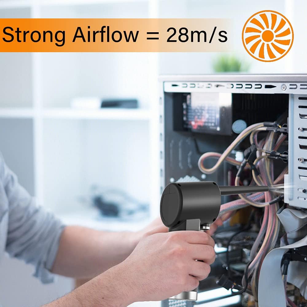 DOROBEEN Compressed Air Duster, Cordless Portable Rechargeable Compressed air, 33000 RPM Electric Air Duster for Computer Keyboard Electronics Cleaning, Built-in Battery Electronic Blower (Black)