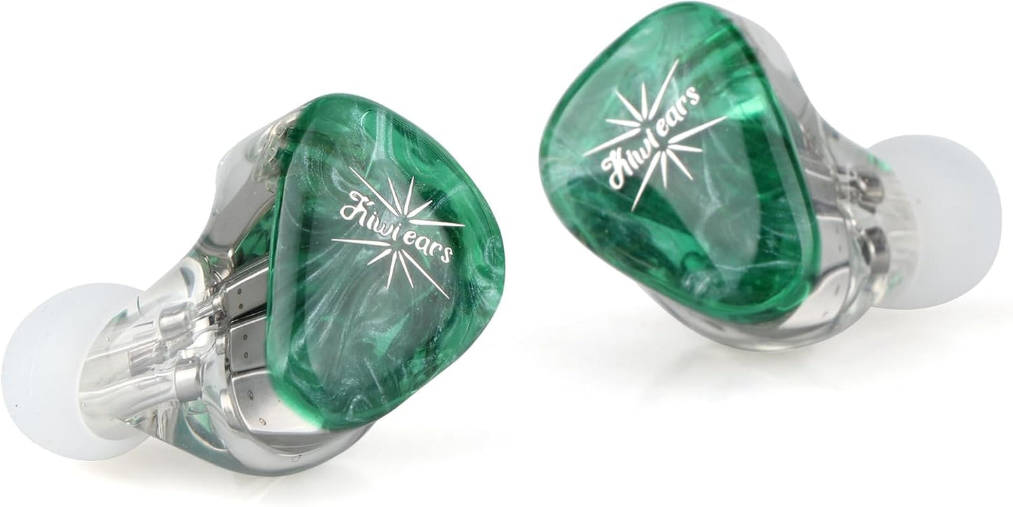 Kiwi Ears Orchestra Lite in Ear Monitor, Custom 8BA HiFi Earphone, Studio Monitor Headphone, Wired Earbuds with Detachable OFC Cable, Handcrafts Faceplate for Audiophile Musician (Green)