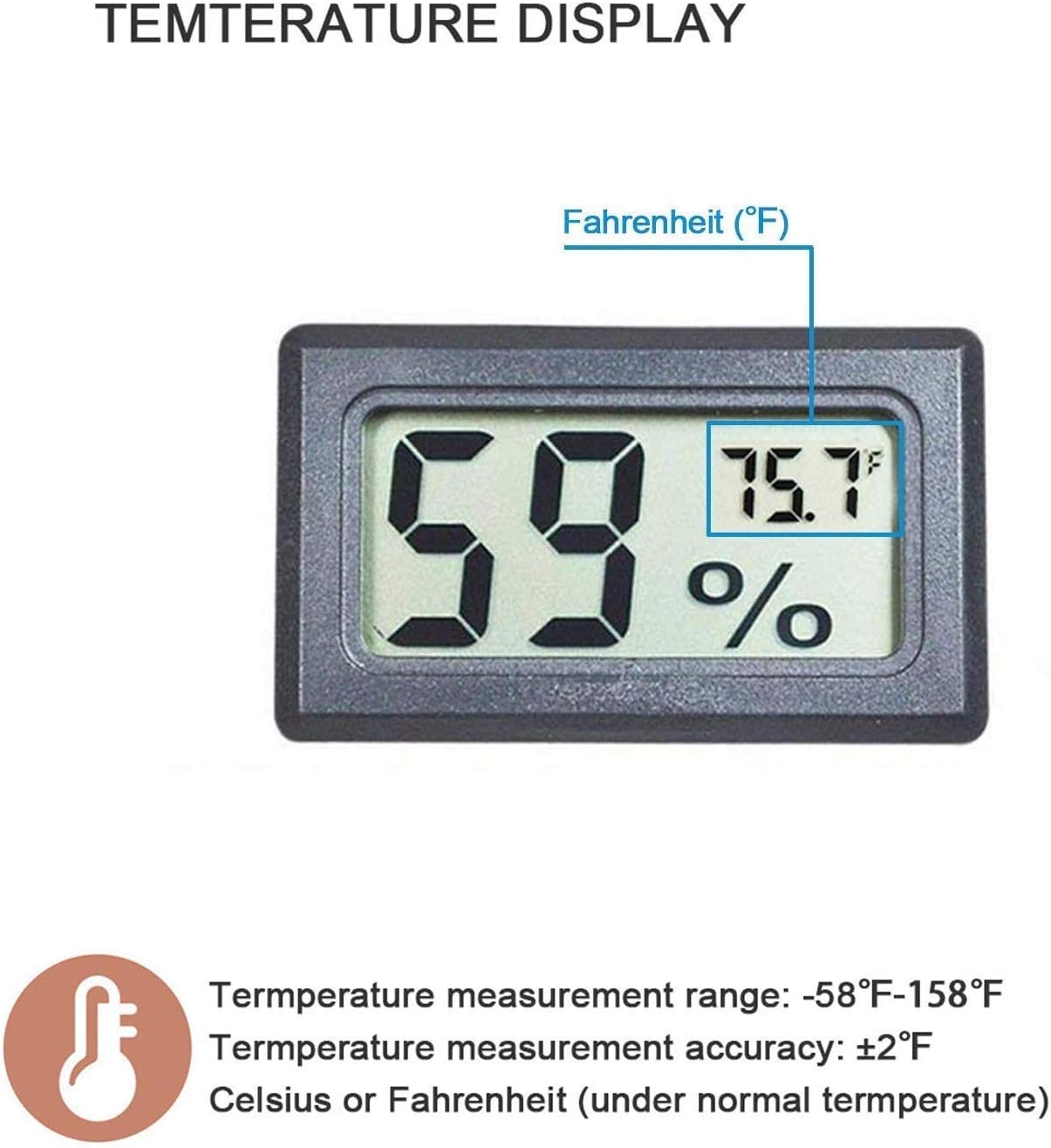 4-Pack Mini Digital Temperature Humidity Meters Gauge Indoor Thermometer Hygrometer LCD Display Fahrenheit (℉) for Reptile Tank,Jars,Guitar Case,Greenhouse, Garden, Cellar, Fridge, Closet