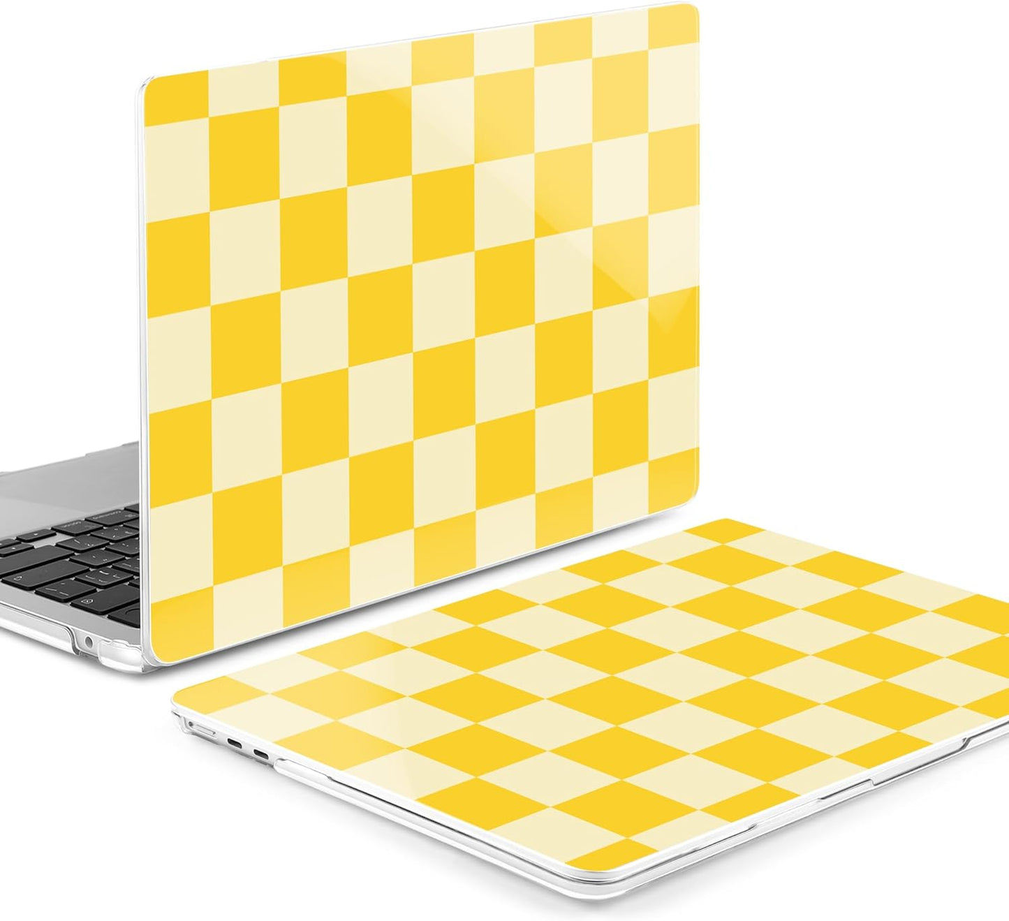 MEEgoodo for M4/M3/M2 MacBook Air 15.3 inch Case 2025 2024 2023, Case Fit Model (A3241/A3114/A2941) for MacBook Air 15 inch, Laptop Hard Shell with Keyboard Cover, Yellow Squares