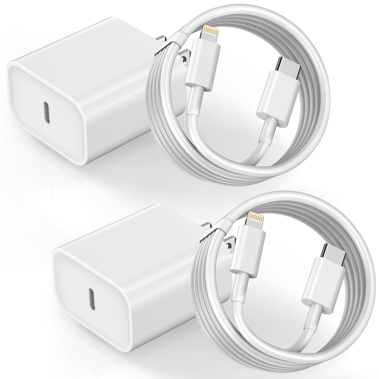 2Pack iPhone Fast Charger, Type C Charger Fast Charging Power Delivery Fast Charging Block Travel Plug with 2Pack Type C to Lightning Cable Cord Compatible with iPhone 14/14 Pro/13/12/11/X,iPad