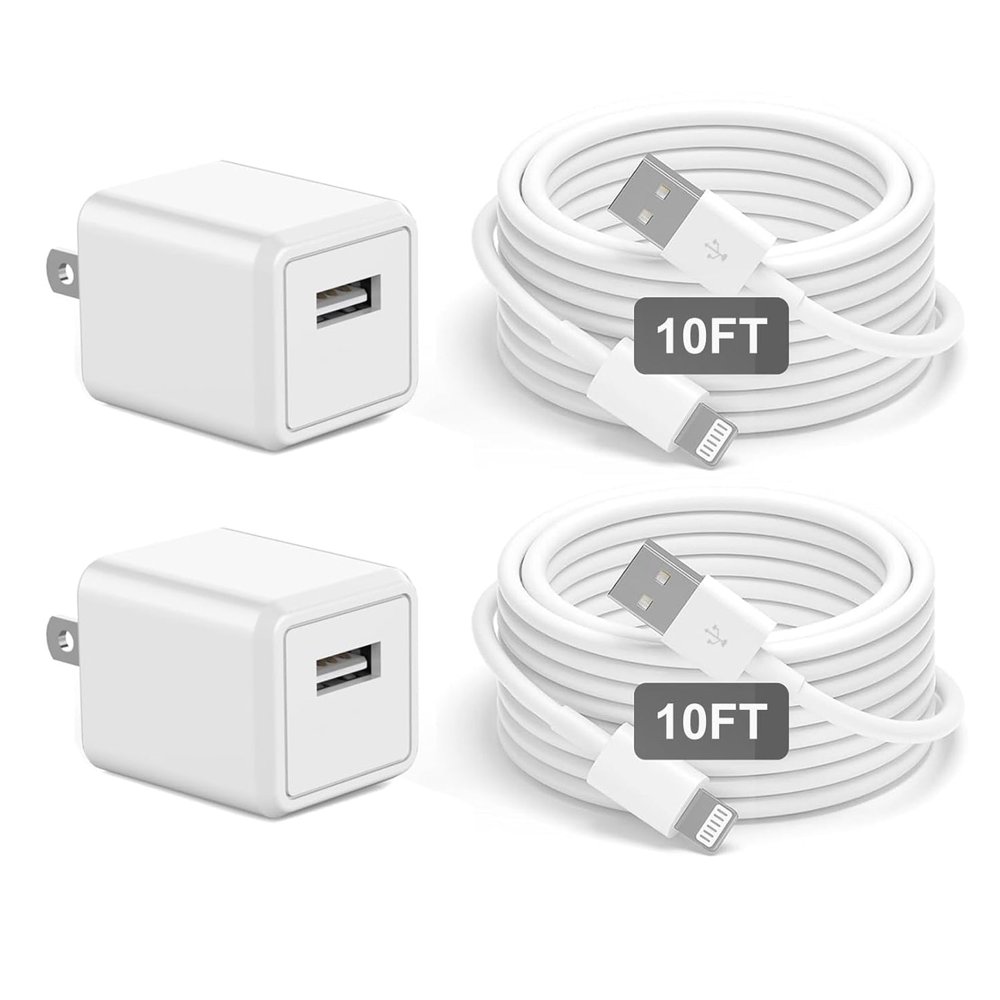 iPhone Charger, [Apple MFi Certified] 2 Pack 10ft iPhone Charger Data Sync Transfer Lightning Cable with Travel USB Wall ChargerBlock Compatible with iPhone13/12/11 Pro/SE/XS/X/XR/8/7/iPad/AirPods