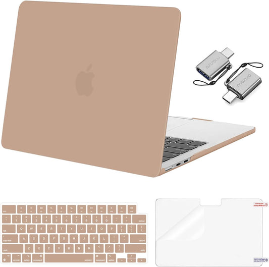 MOSISO Compatible with MacBook Air 13 inch Case 2025 2024 2023 2022 M4 A3240 M3 A3113 M2 A2681, Plastic Hard Shell&Keyboard Cover&Screen Film&Type C for MacBook Air 13.6 inch Case, Bronze Brown