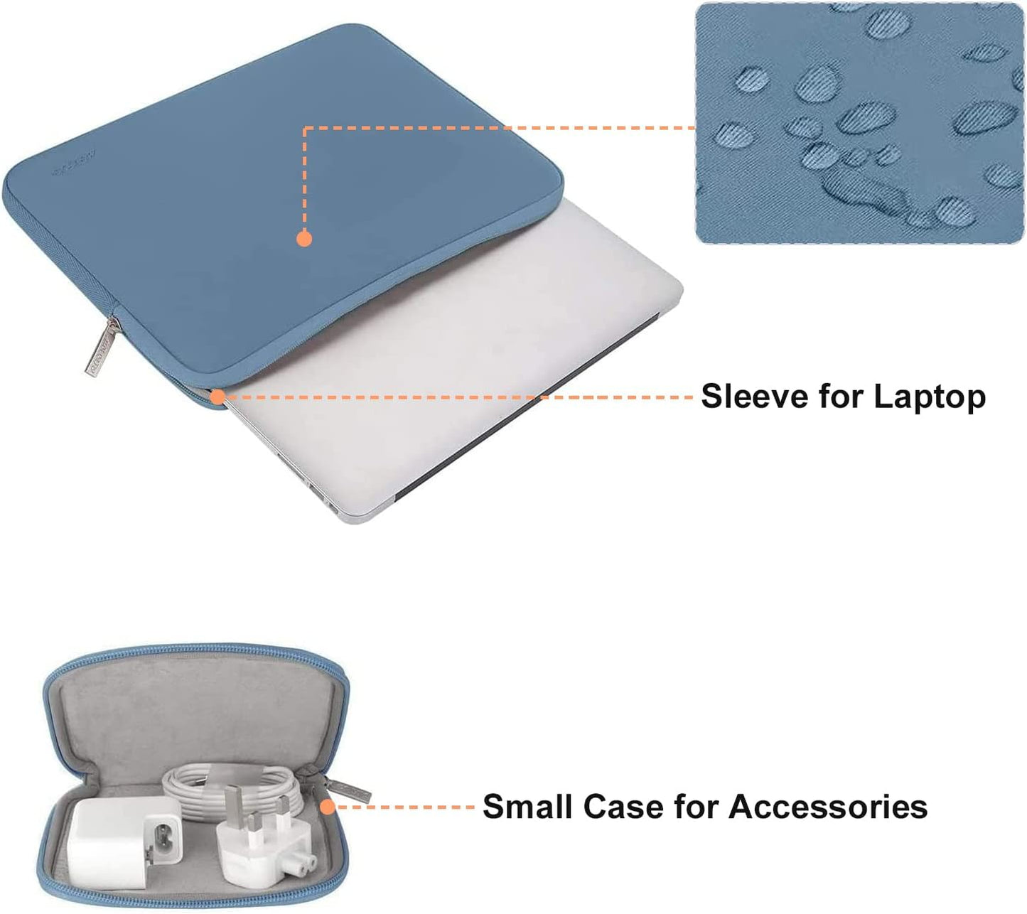 MOSISO Laptop Case 13.3 inch, 13-13.3 inch Laptop Sleeve Bag Compatible with MacBook Air/Pro 13 / Pro 14, HP Dell ASUS Lenovo Notebook, Neoprene Computer Sleeve Bag with Small Case, Navy Lime